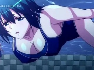 Drie geile studs neuken een leuke anime onder water
