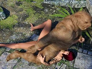 Pig Monster aanvallen en neukt ruwweg Rondborstige 3D Hottie! Sex met Monsters 3DX