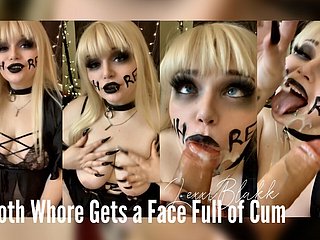 Goth Harlot obtient un kisser plein de sperme (aperçu)
